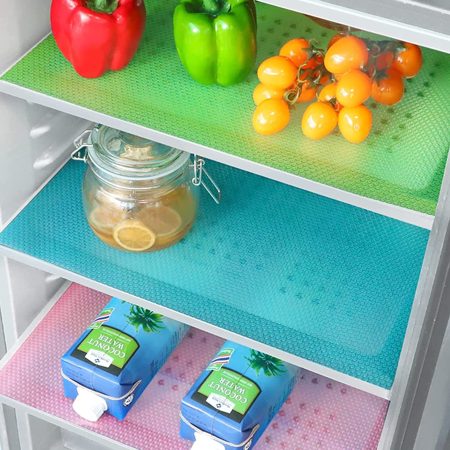 12 PCS Refrigerator Liners Mats Washable Mats Liner Waterproof Oilproof Fridge Liners for Shelves, Cover Pads for Freezer Glass Shelf Cupboard Cabinet Drawer 29CM*45CM (3 Color Mixed)
